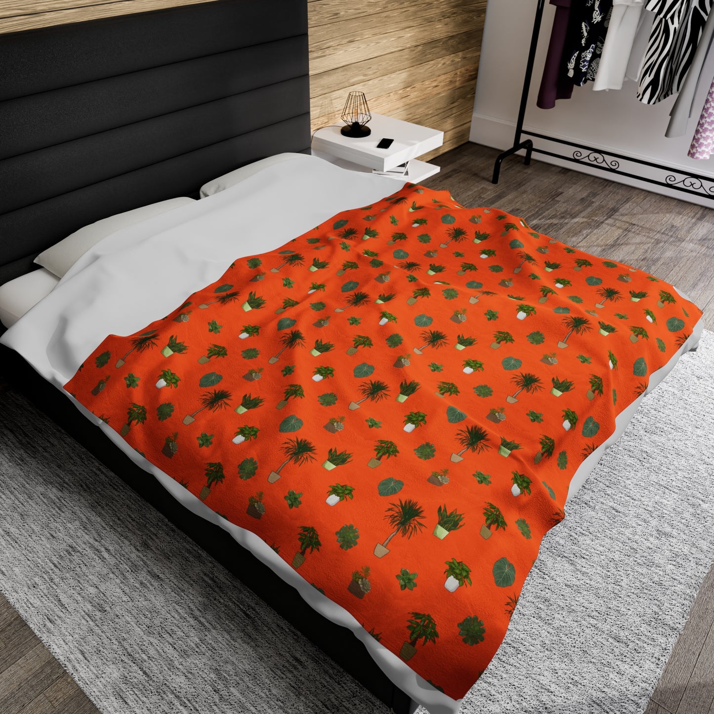 House Plant Throw Blanket Gardening Indoor Plant Lover Gift Ideas Orange Velveteen Plush Blanket