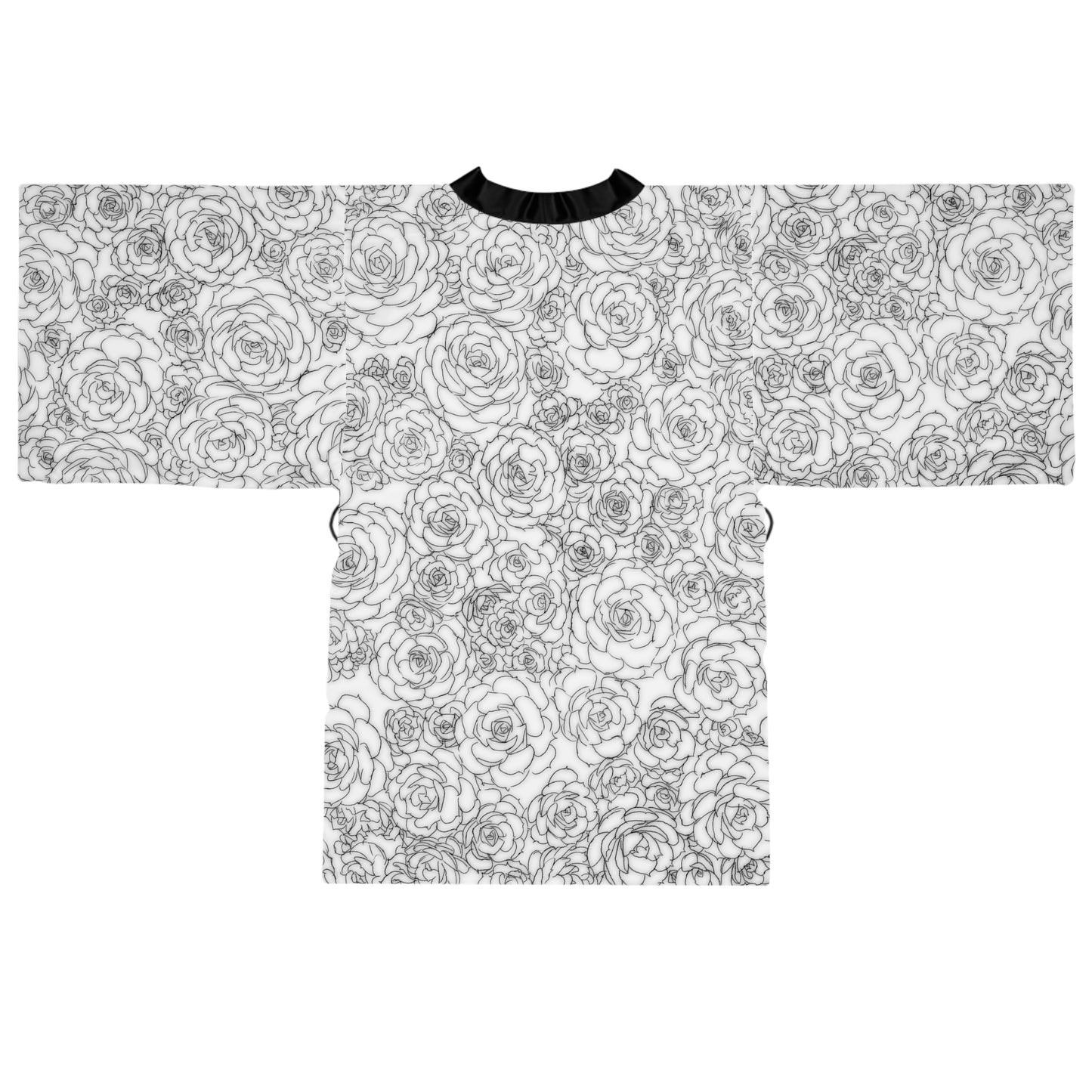 White Succulent Long Sleeve Kimono Robe (AOP)