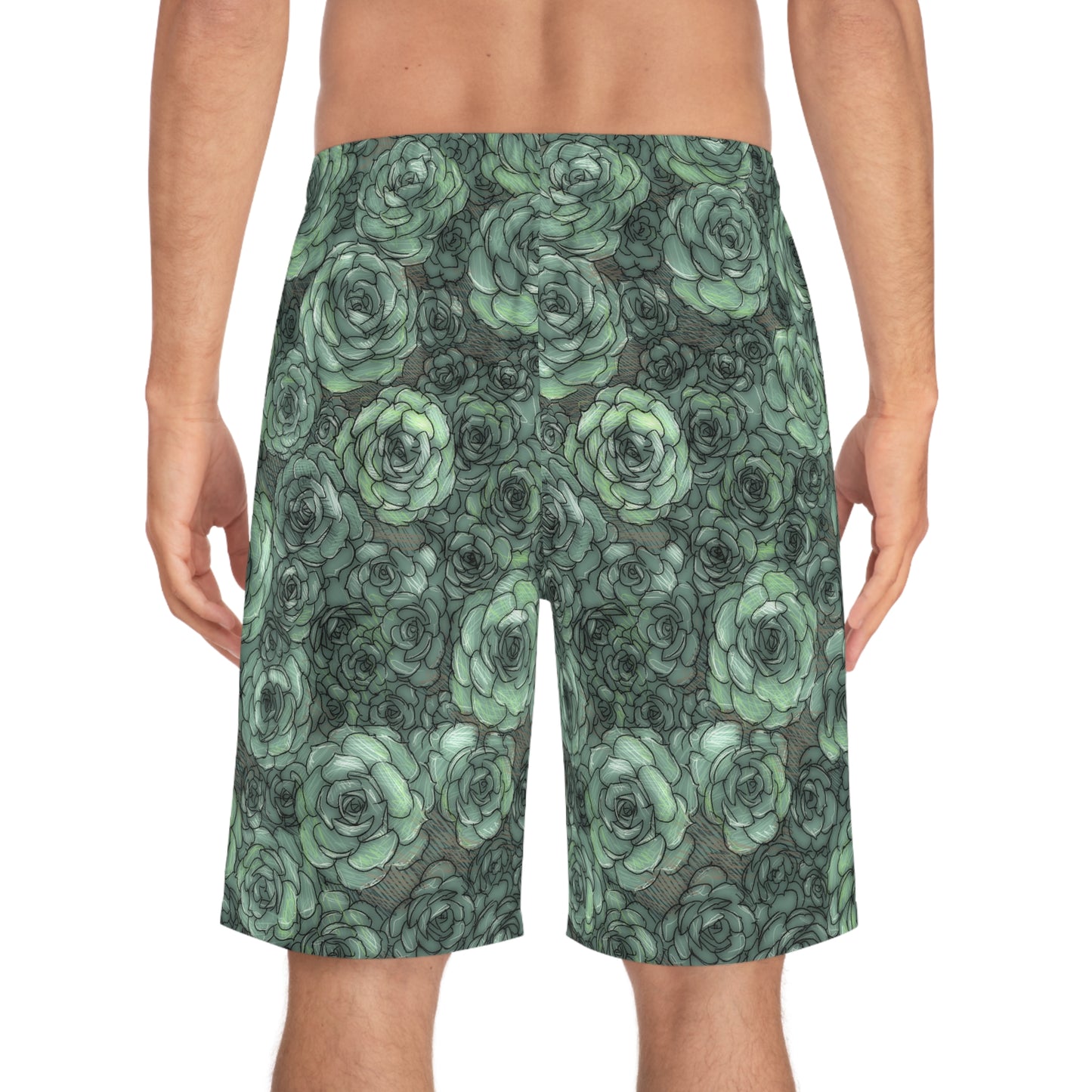 Succulent Pattern Men's Board Shorts