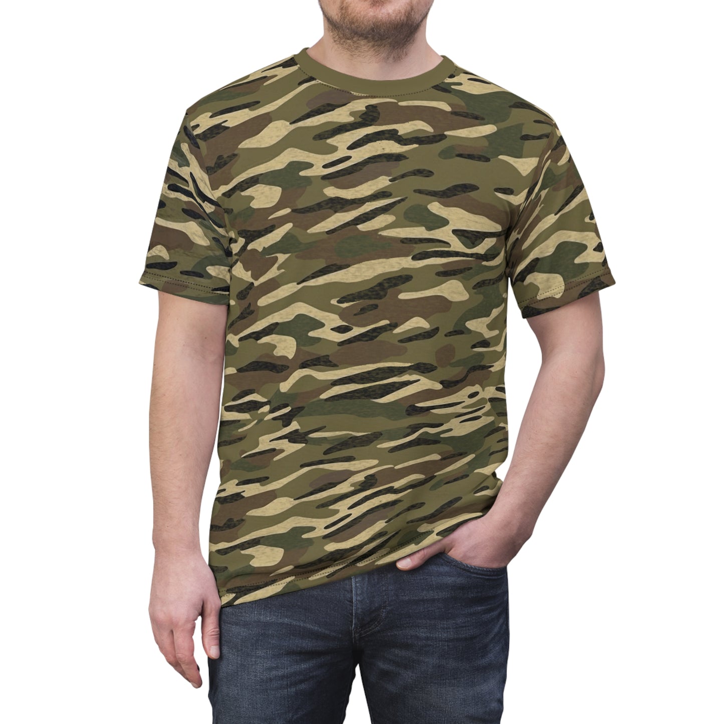 Stripe Camo Green Unisex Cut & Sew Tee