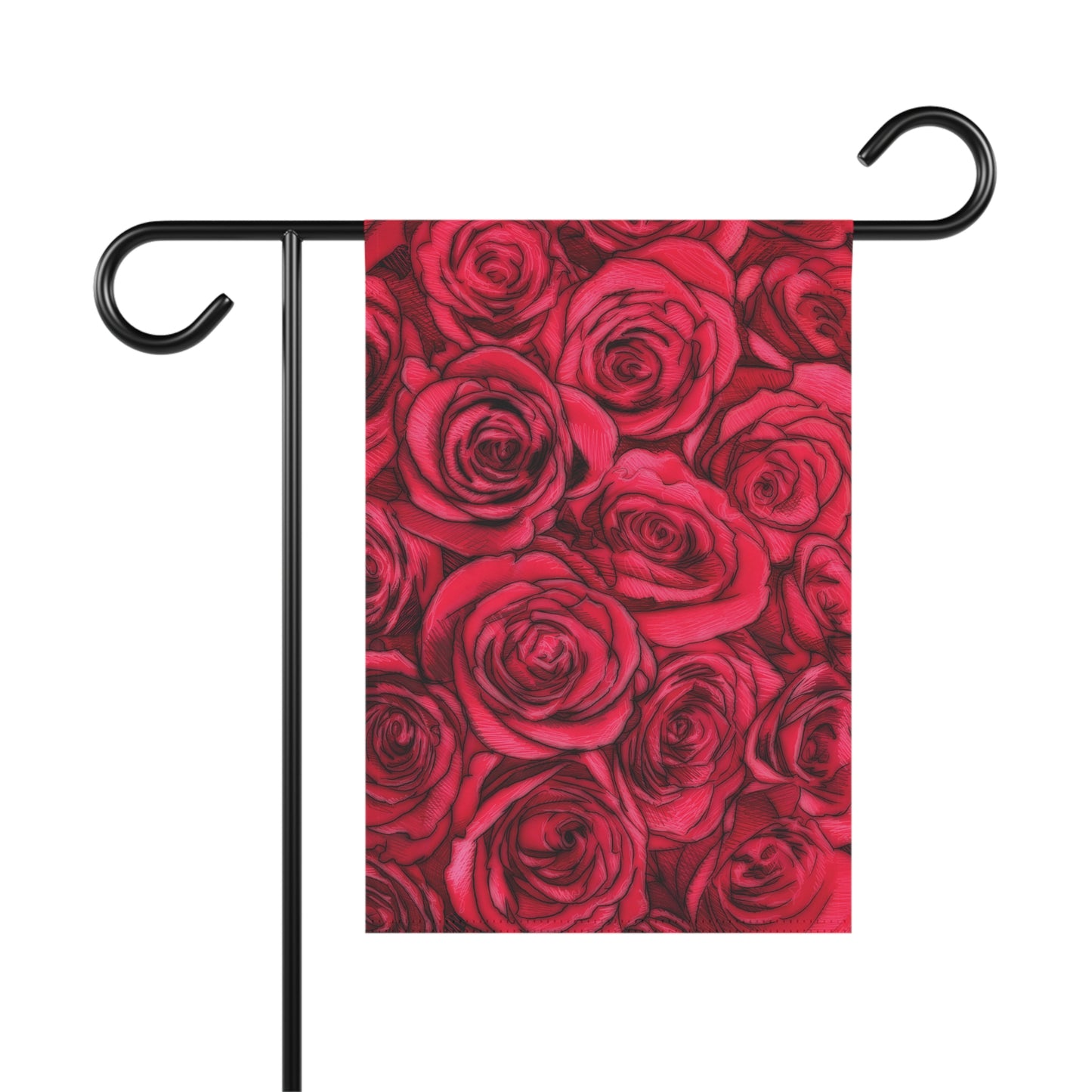 Rose Garden & House Banner Anniversary Gardening Floral Pattern Botanical Lawn Decoration