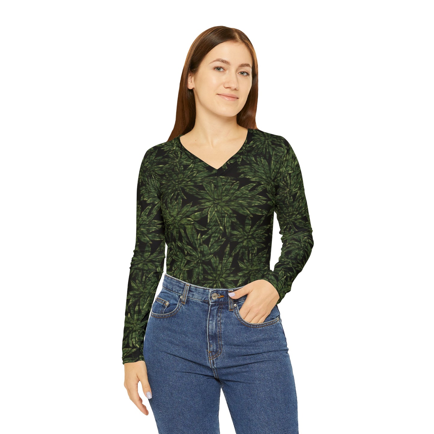 Star of Madeira Women's Long Sleeve V-neck Shirt (AOP)