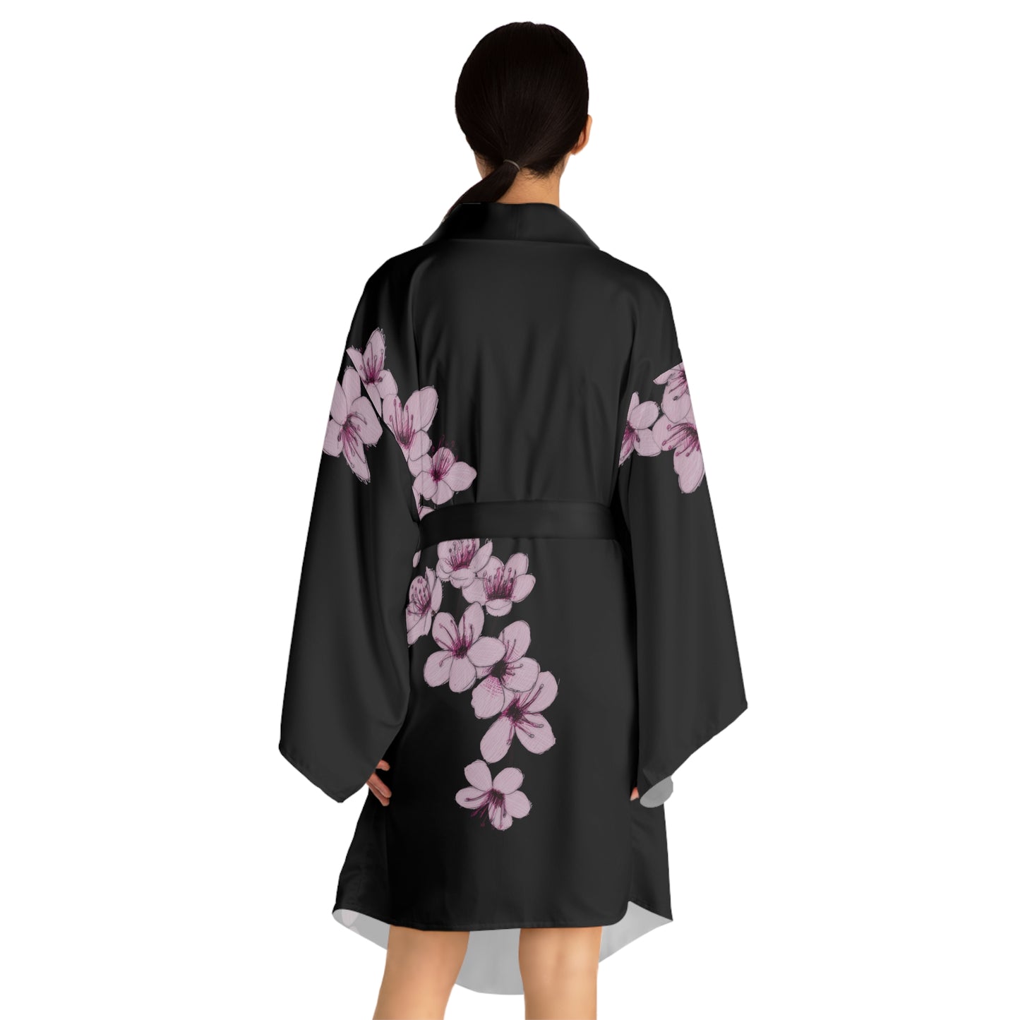 Cherry Blossom Long Sleeve Kimono Robe (AOP)