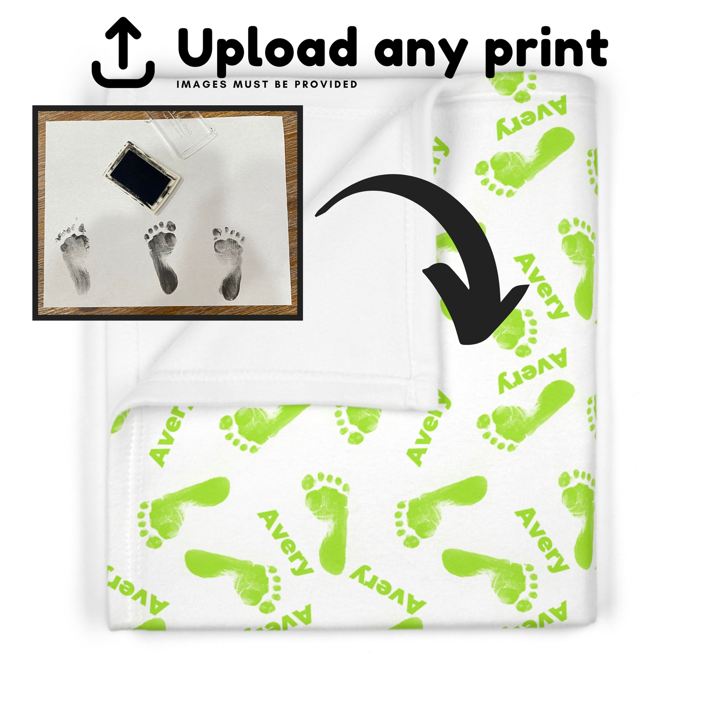 Personalized Baby Print Soft Fleece Baby Blanket