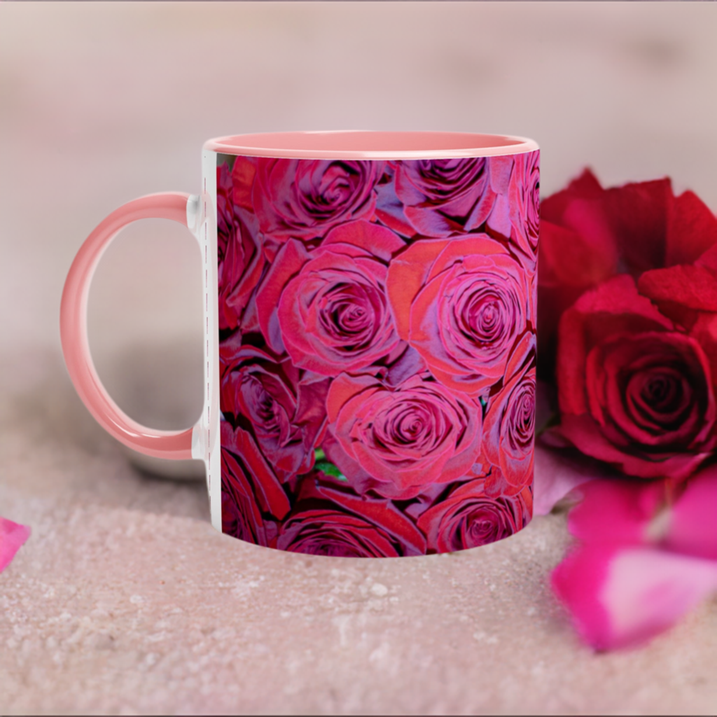 Rose Top White 11oz Ceramic Mug with Color Inside