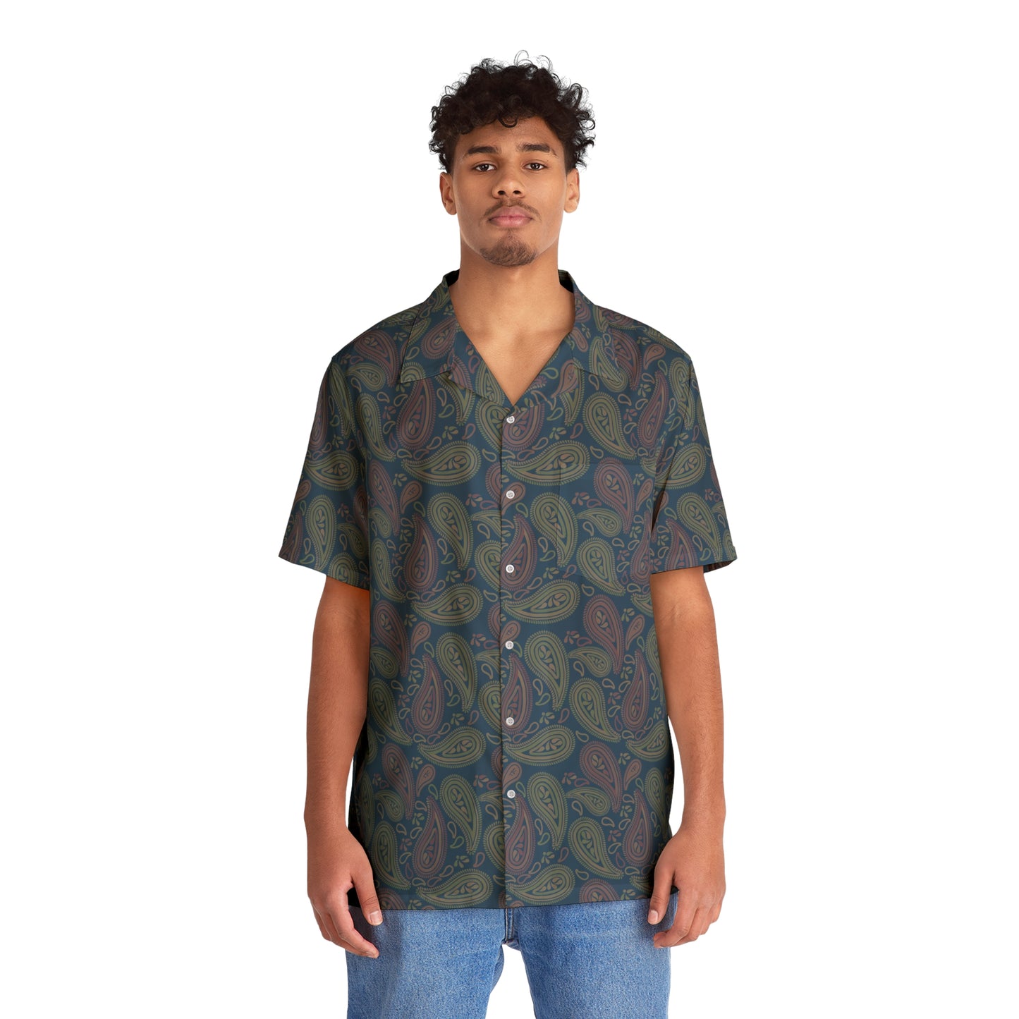 Paisley Navy Blue Men's Hawaiian Shirt