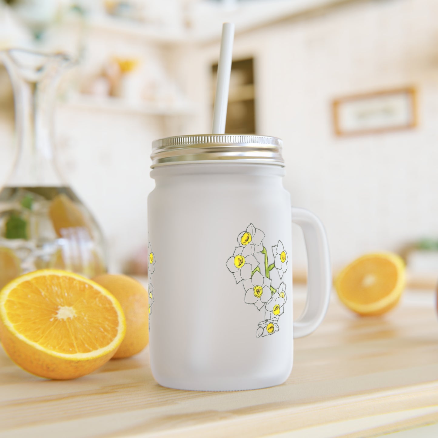 White Daffodil Mason Jar