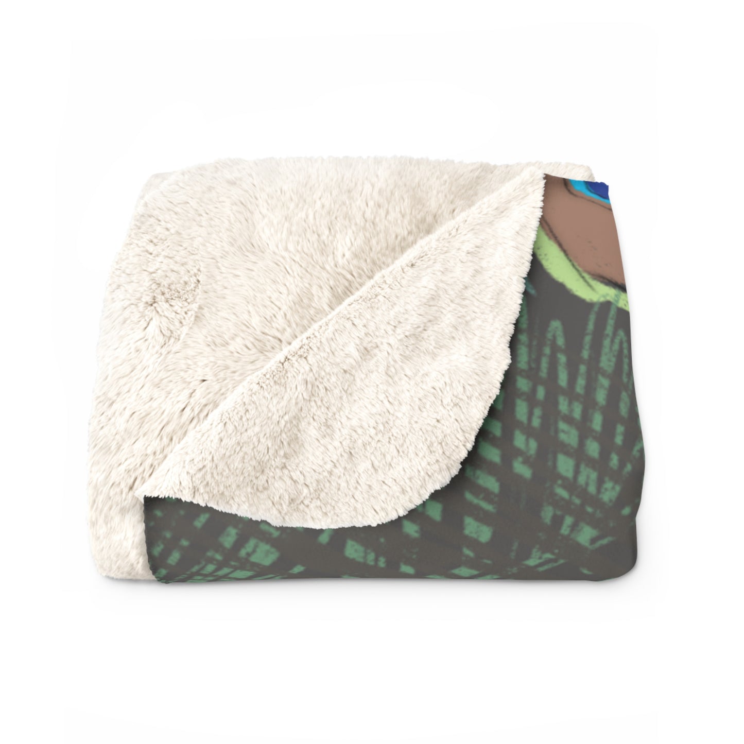 Peacock Feather Sherpa Fleece Blanket Plant Lover Colorful Throw