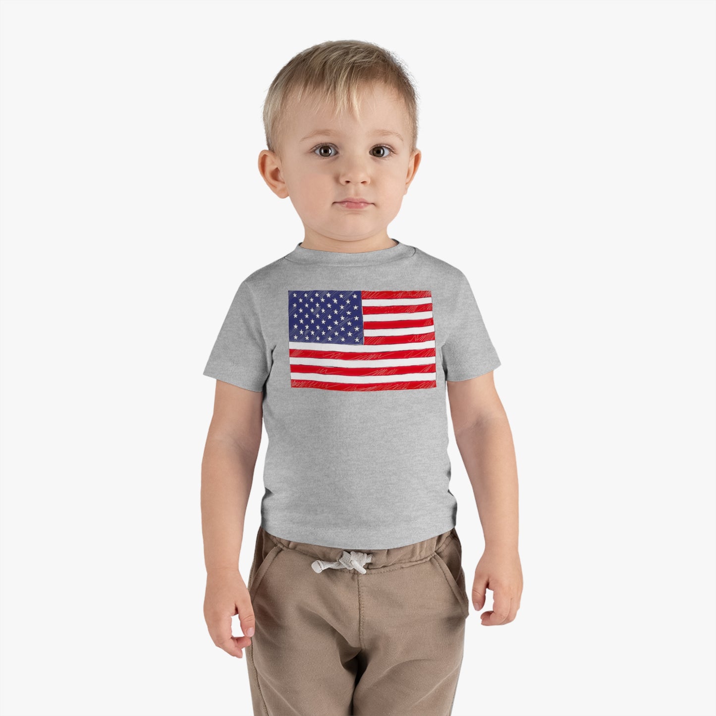 Hand Drawn American Flag Illustration Infant Cotton Jersey Tee