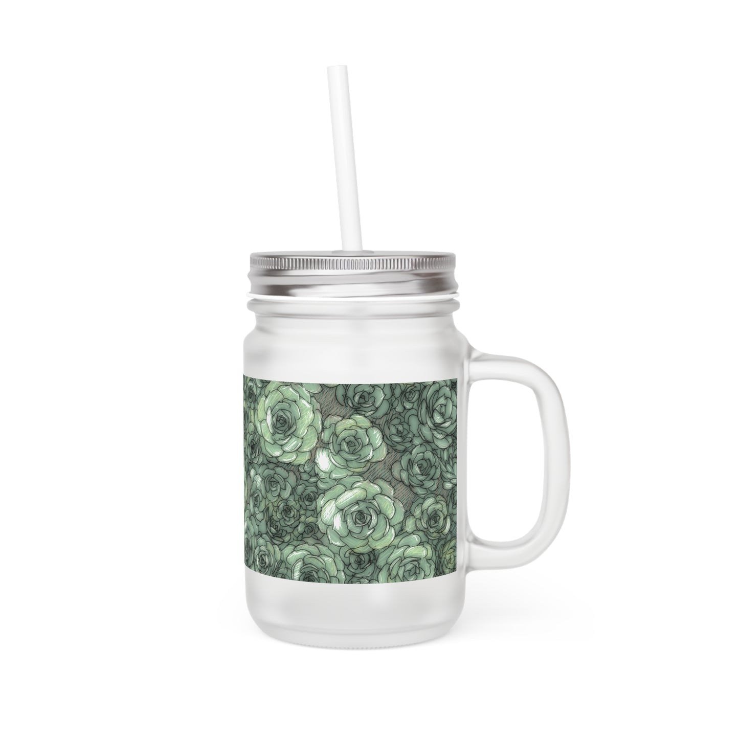 Succulent Pattern Mason Jar
