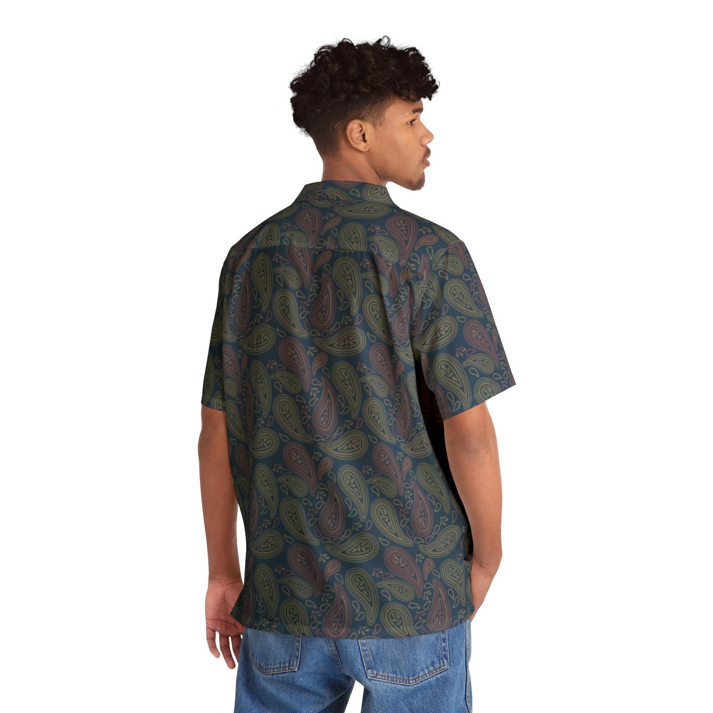 Paisley Navy Blue Men's Hawaiian Shirt