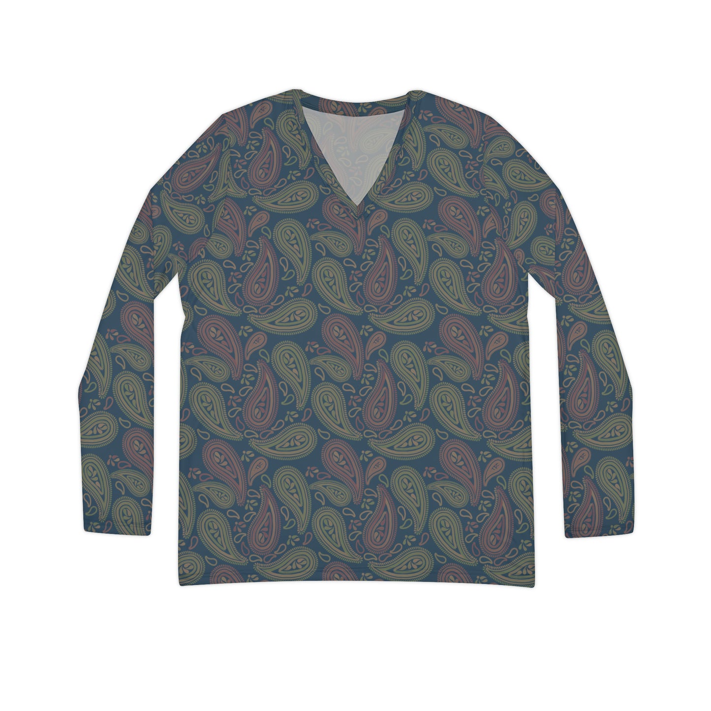 Paisley Women's Long Sleeve V-neck Shirt (AOP)