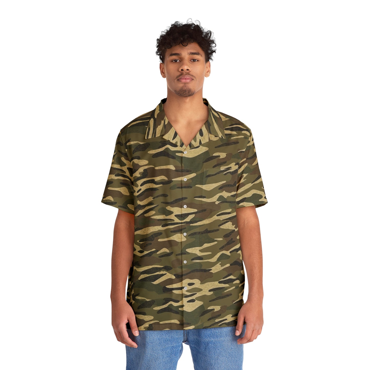 Stripe Camo Green Men's Hawaiian Shirt