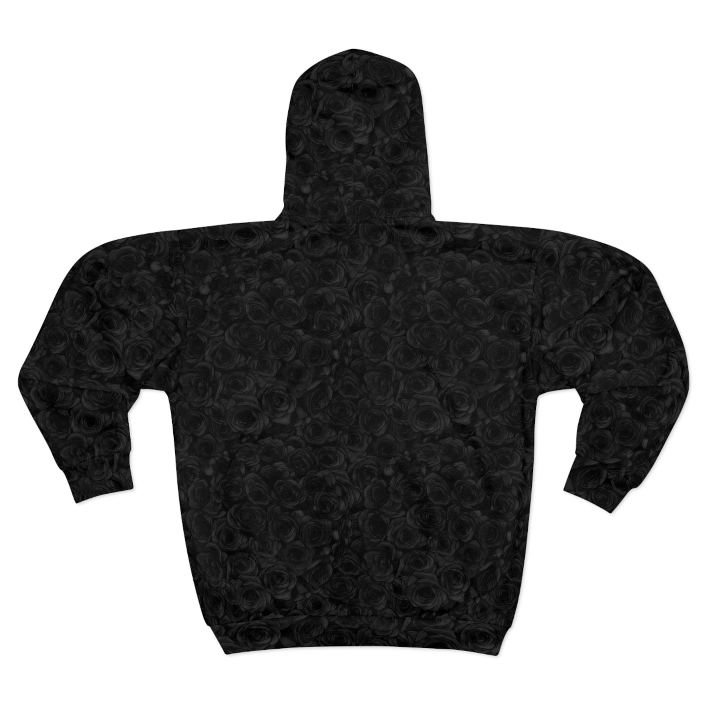 Black Rose Pattern Unisex Zip Hoodie (AOP)