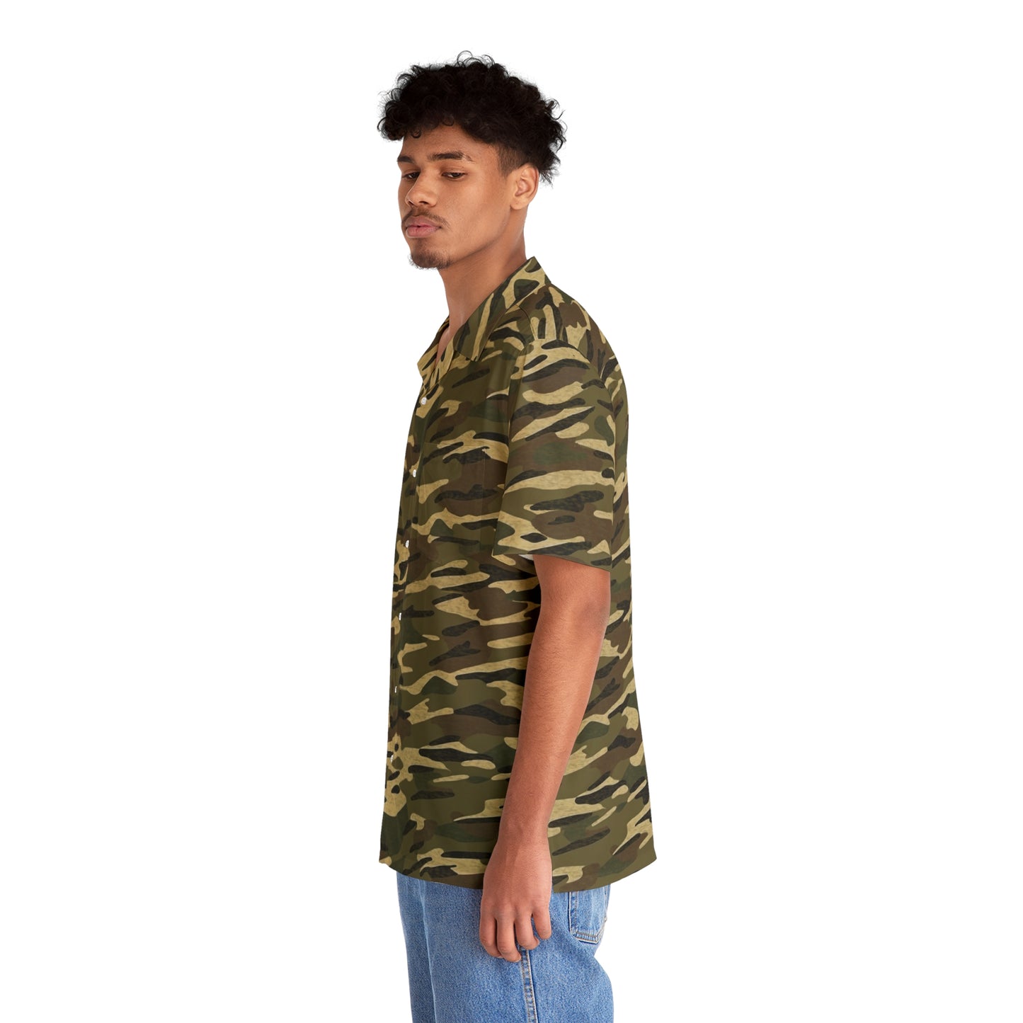 Stripe Camo Green Men's Hawaiian Shirt