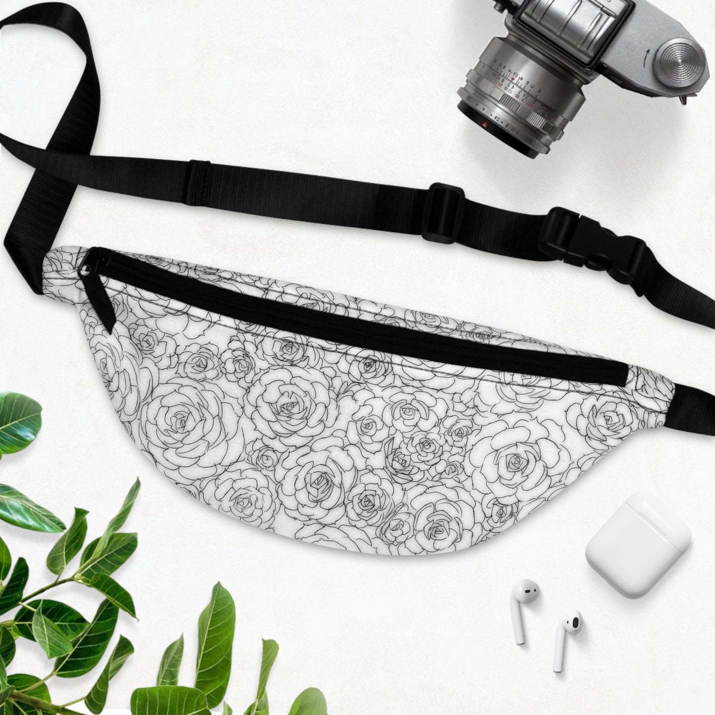 White Succulent Pattern Fanny Pack