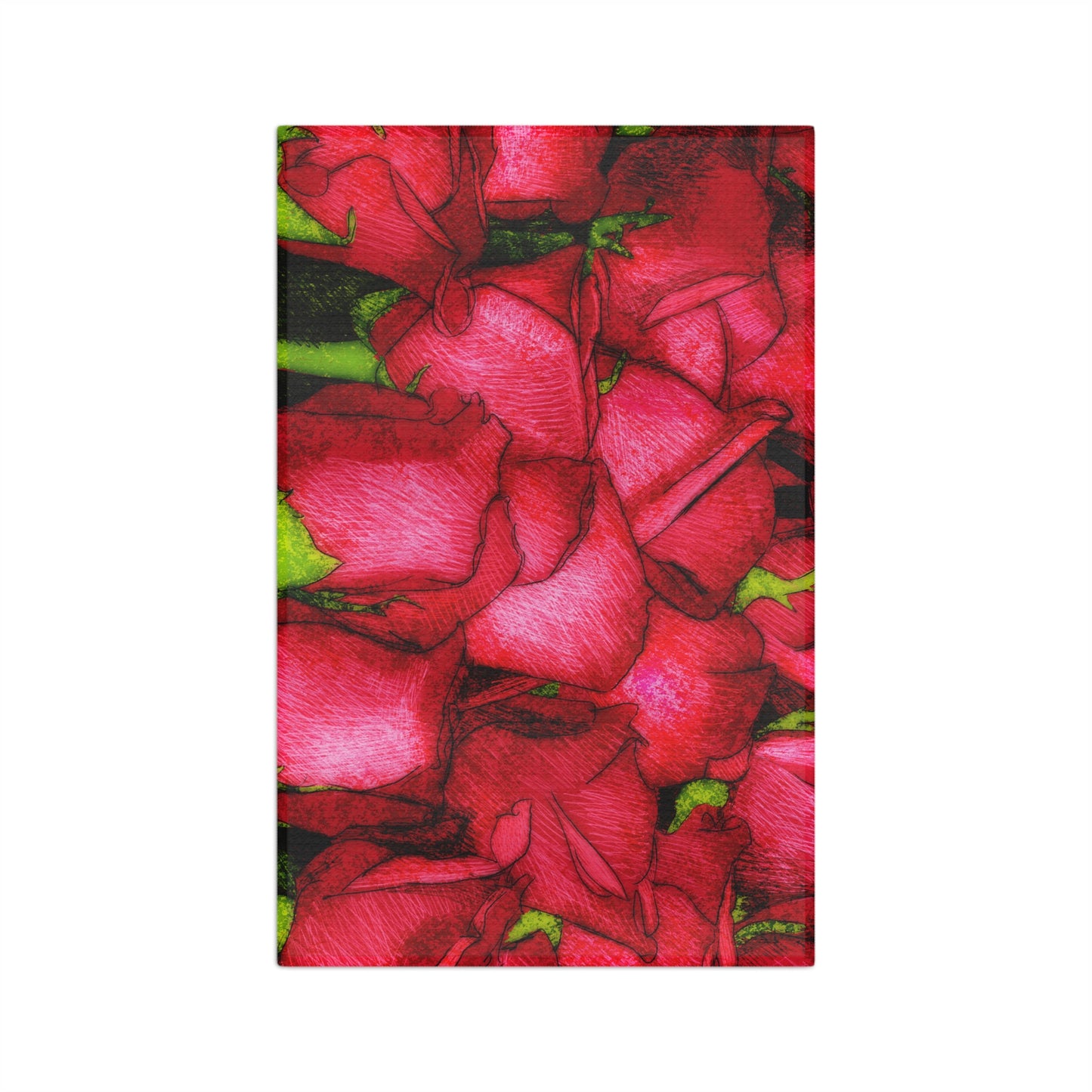 Rose Side Towel Valentines Day Gift Idea for Her Red Rose Microfiber Tea Towel