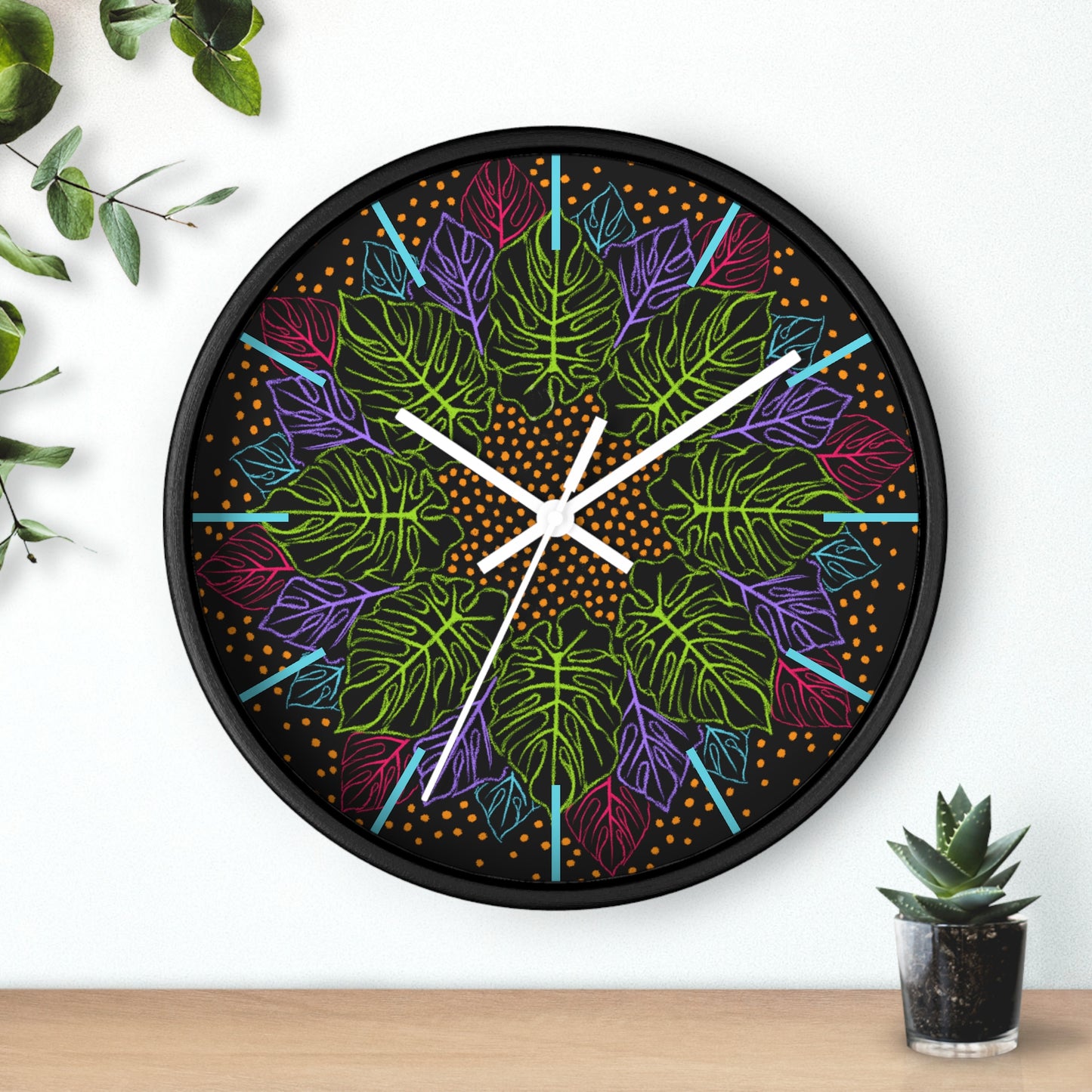 Monstera Monokai Wall Clock