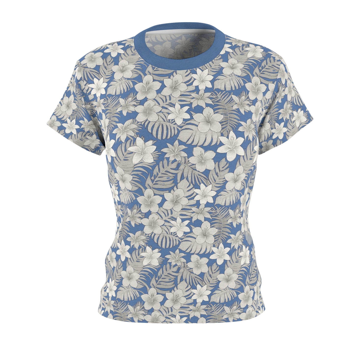 Tropical Baby Blue Women's Cut & Sew Tee