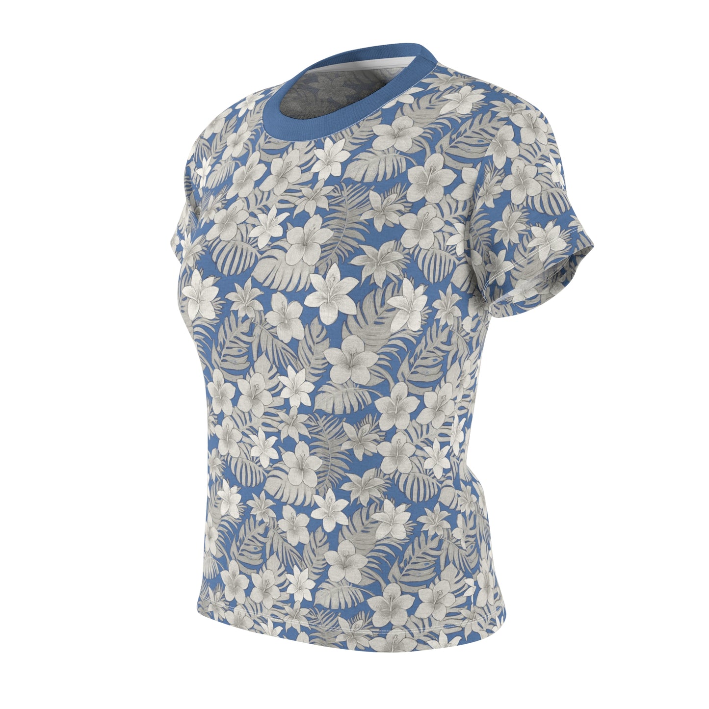 Tropical Baby Blue Women's Cut & Sew Tee