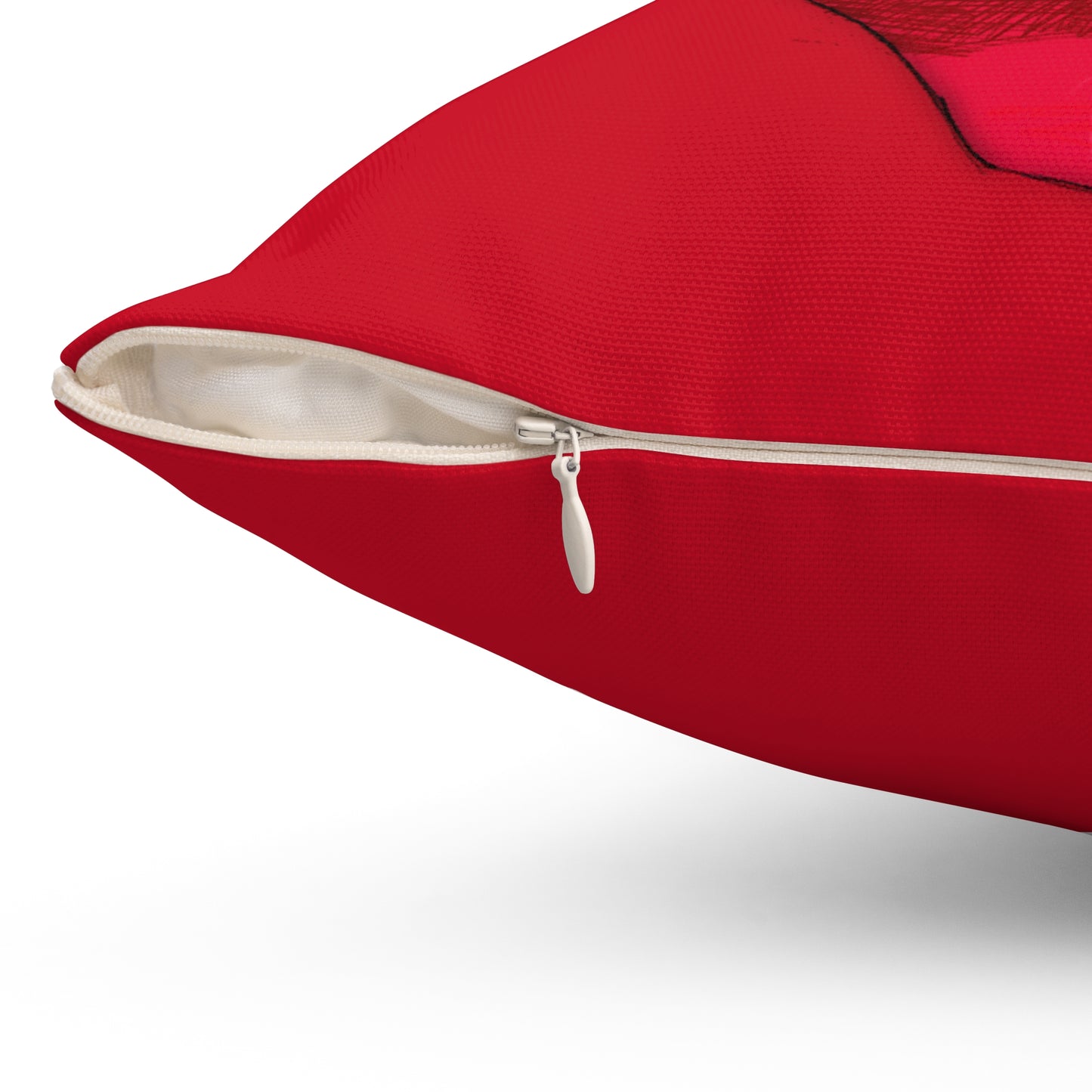 Rose Pillow Valentine's Day Gift for Her Cute Rose Decor Red Spun Polyester Square Pillow