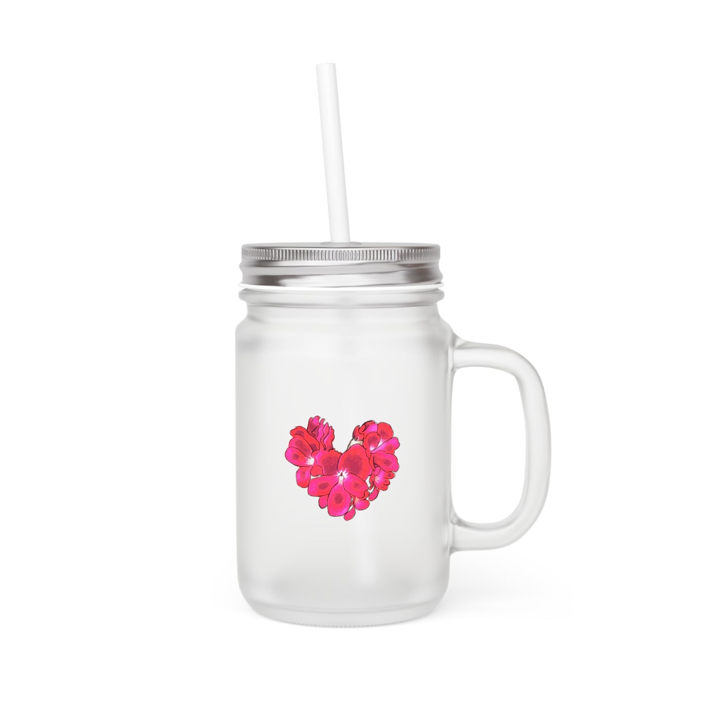 Heart Shaped Tropical Flower Mason Jar
