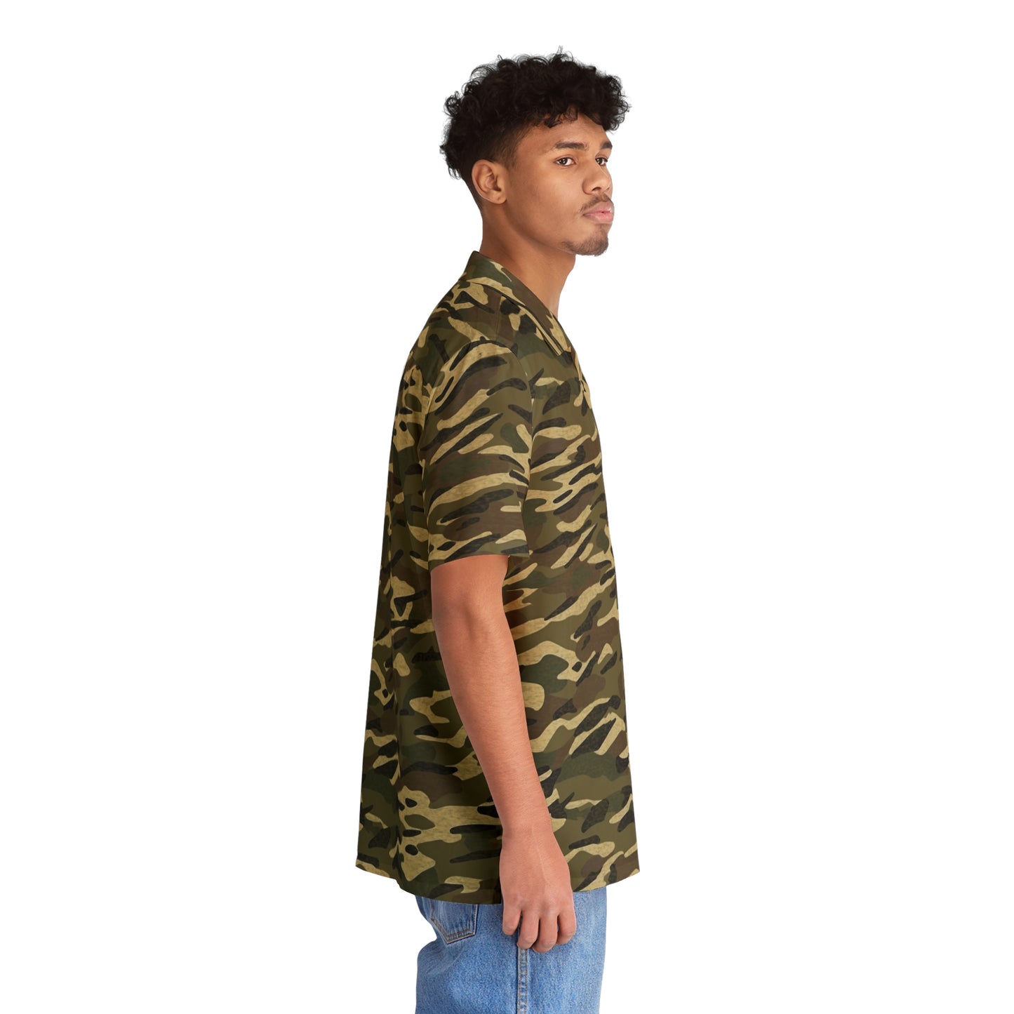 Stripe Camo Green Men's Hawaiian Shirt