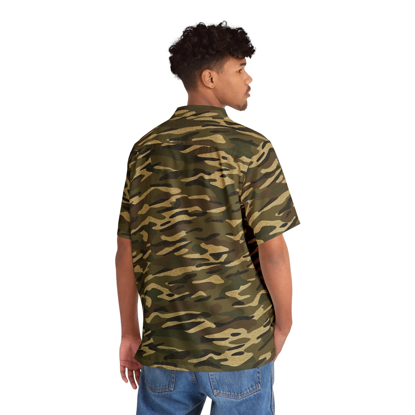 Stripe Camo Green Men's Hawaiian Shirt
