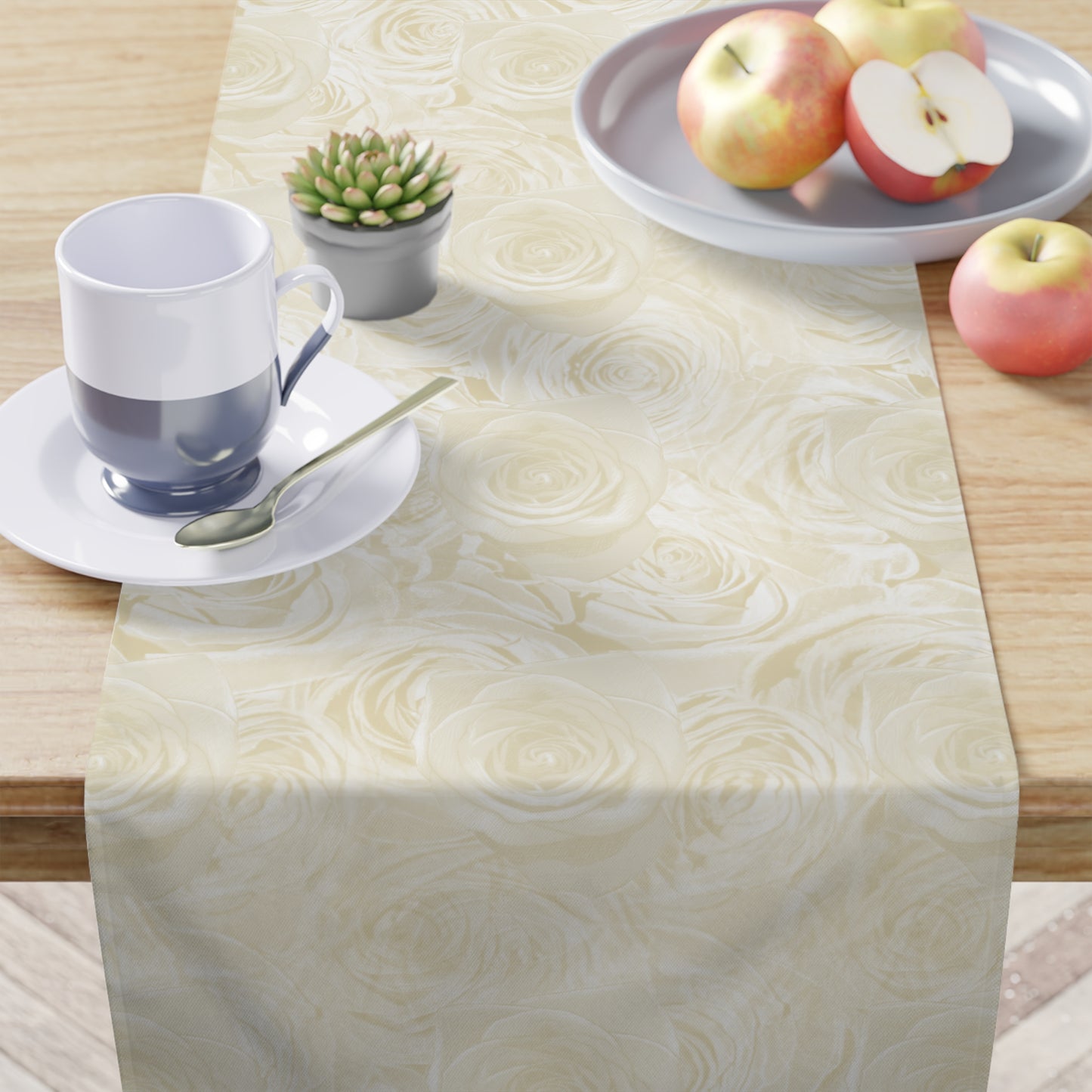 White Rose Table Runner Easter Spring Gift Idea Off White Center Table Cloth