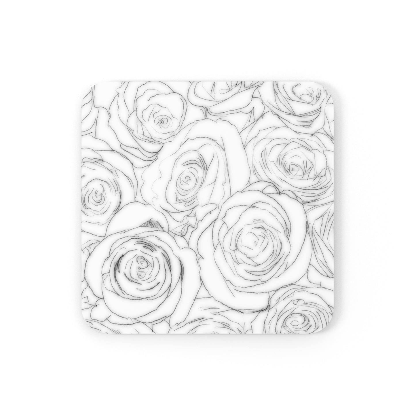 White Rose Corkwood Coaster Set Valentines Day Anniversary Gift for Her Floral Lover Coasters
