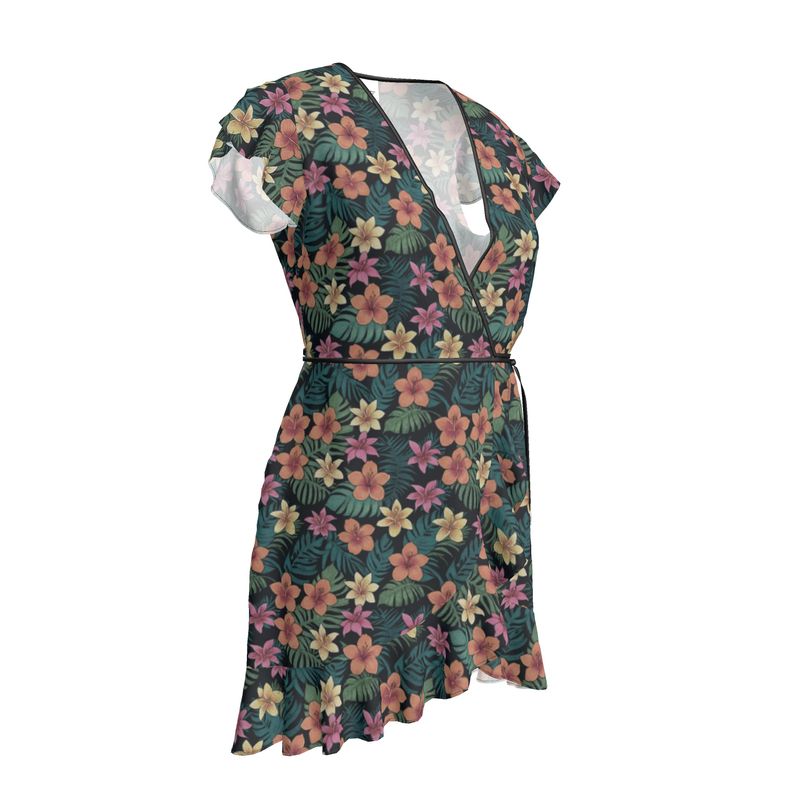 Tropical Hibiscus Plumeria Tea Dress