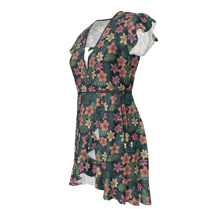 Tropical Hibiscus Plumeria Tea Dress