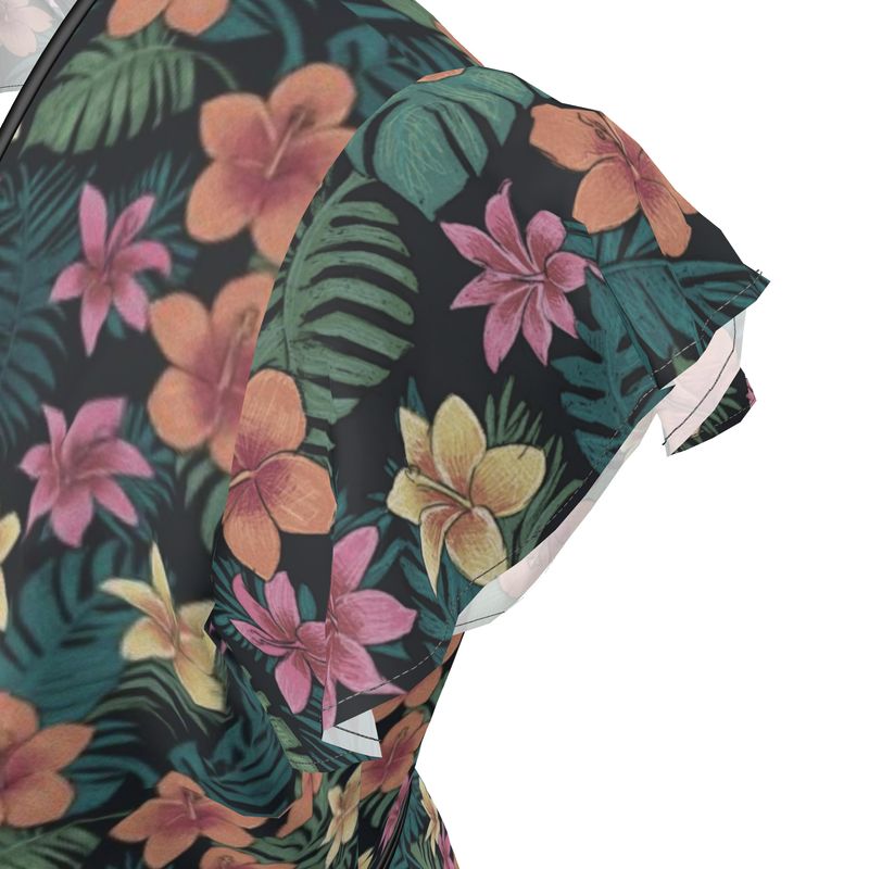 Tropical Hibiscus Plumeria Tea Dress