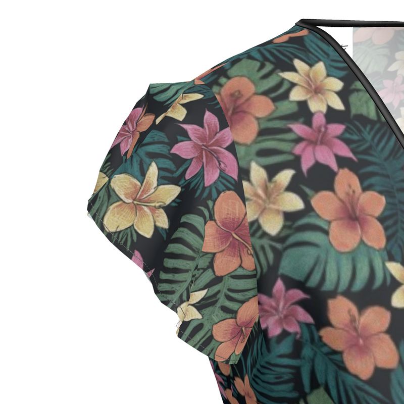 Tropical Hibiscus Plumeria Tea Dress
