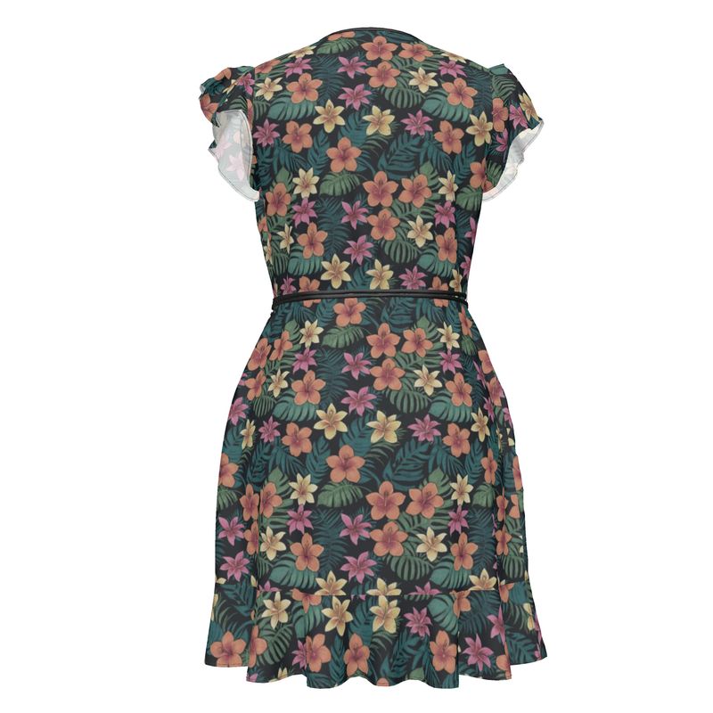 Tropical Hibiscus Plumeria Tea Dress