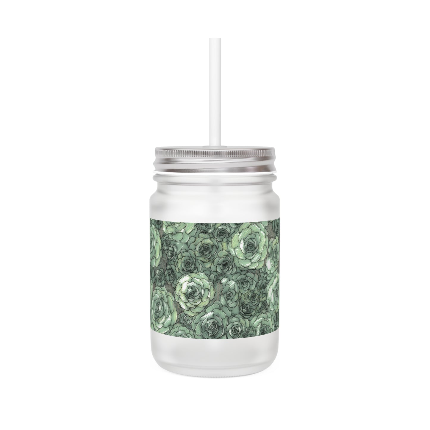 Succulent Pattern Mason Jar