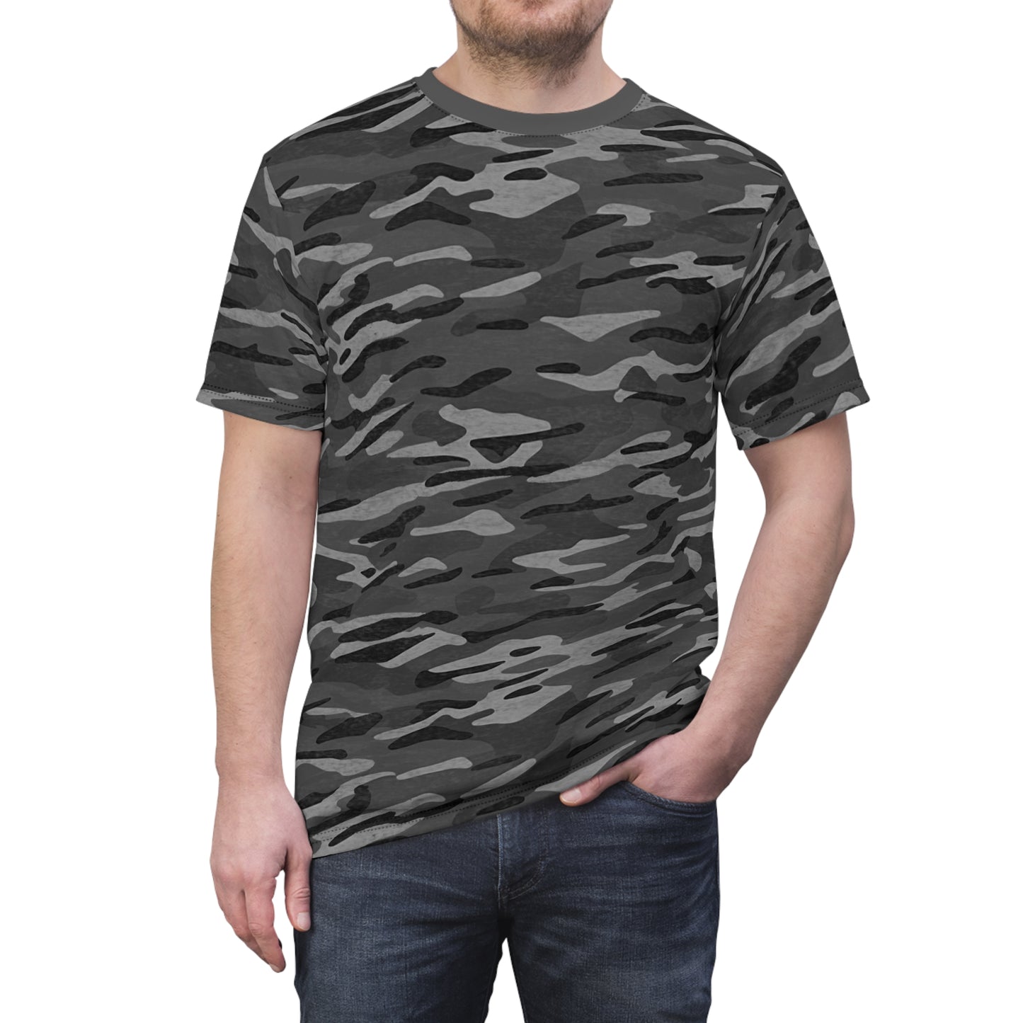 Stripe Camo Dark Grey Unisex Cut & Sew Tee