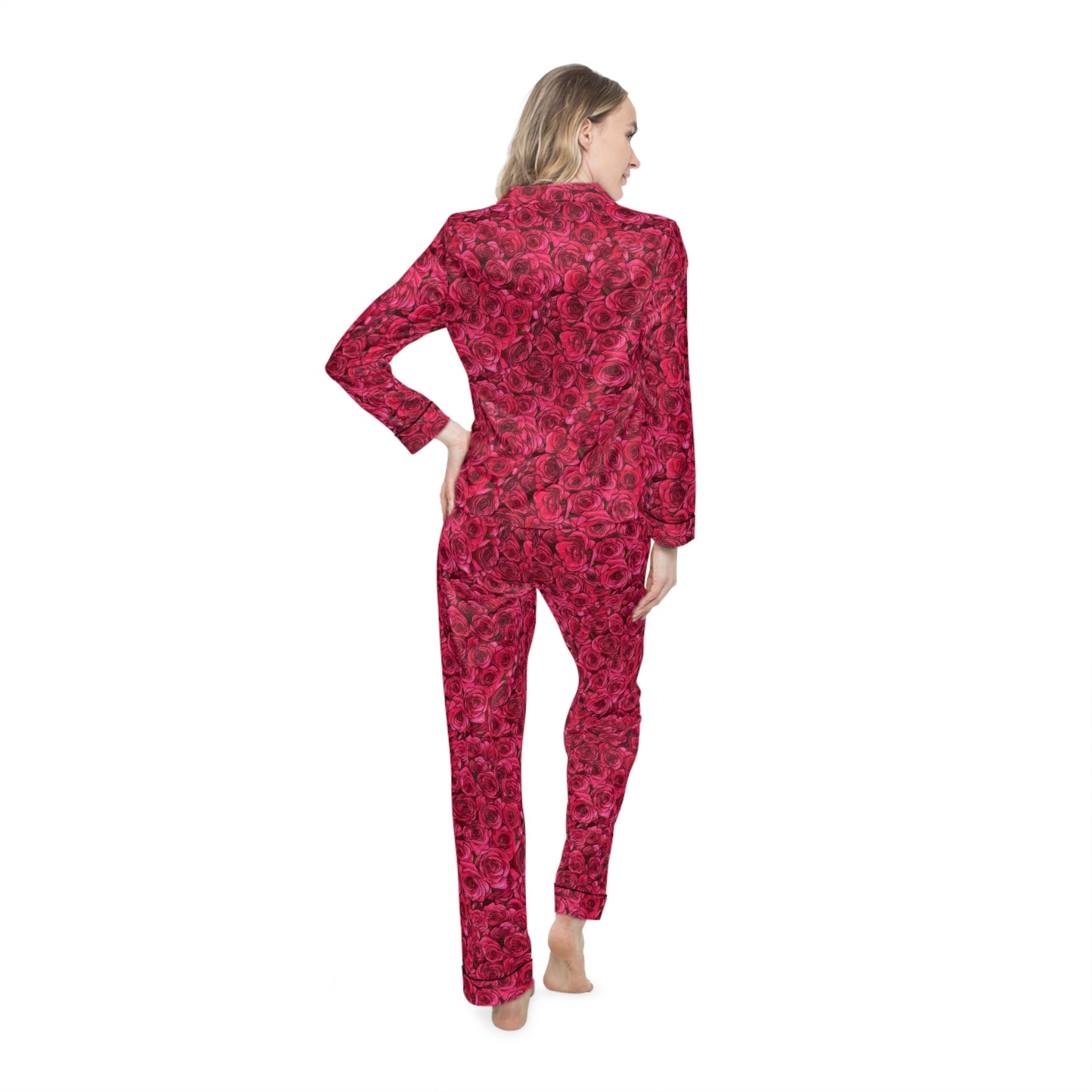 Rose Women's Satin Pajamas (AOP)