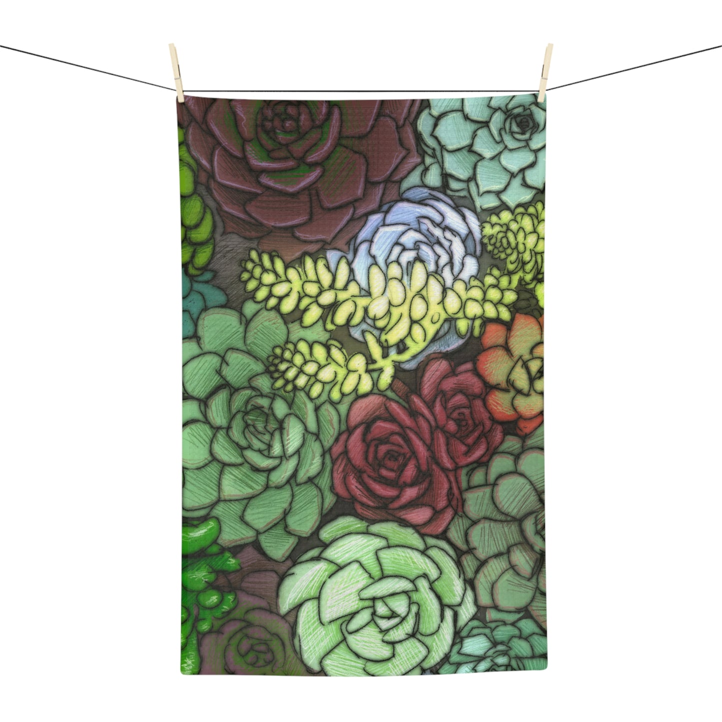 Succulent Towel Gardening House Plant Indoor Plant Lover Gift Idea Green Microfiber Tea Towel