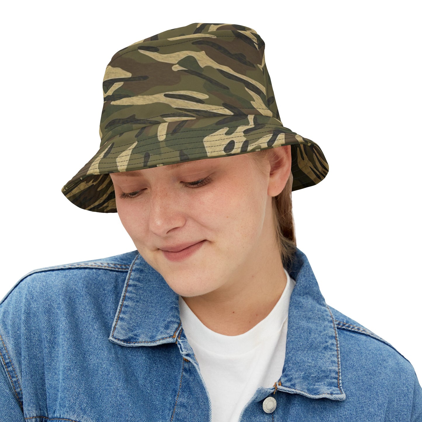 Stripe Camo Green Bucket Hat