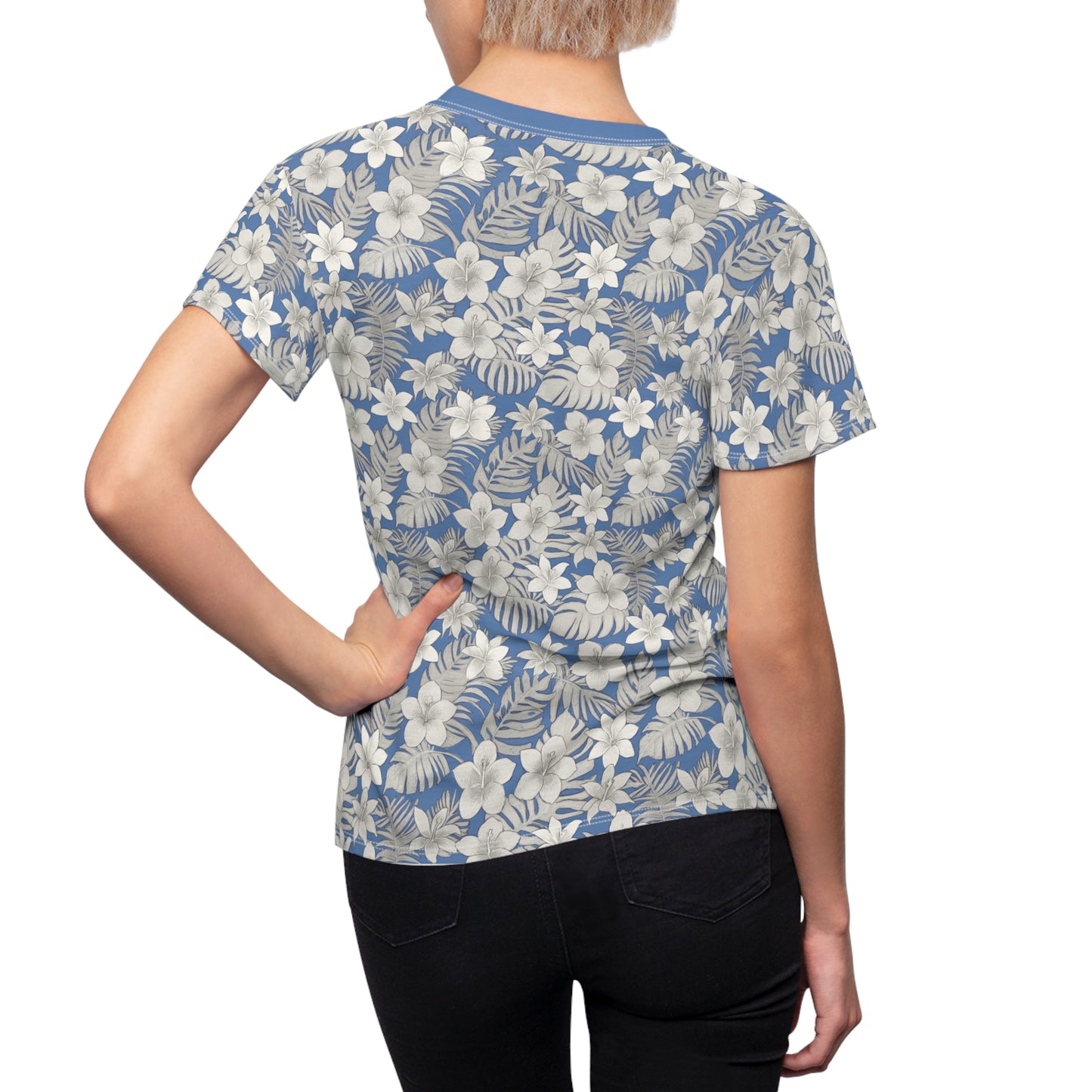 Tropical Baby Blue Women's Cut & Sew Tee