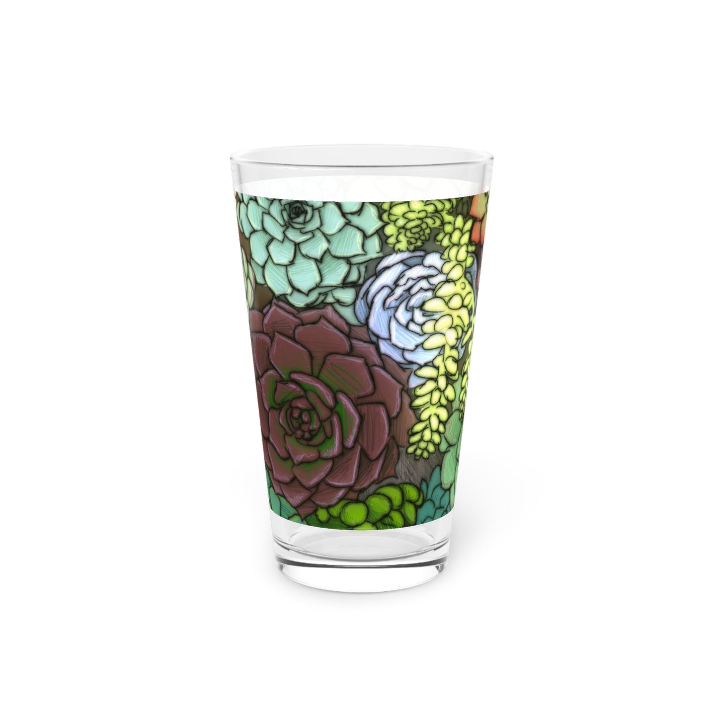 Succulent Pint Glass, 16oz