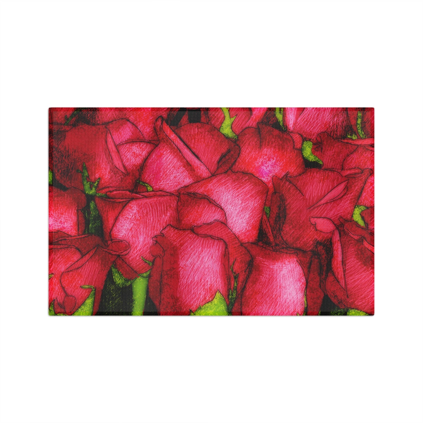 Rose Side Towel Valentines Day Gift Idea for Her Red Rose Microfiber Tea Towel