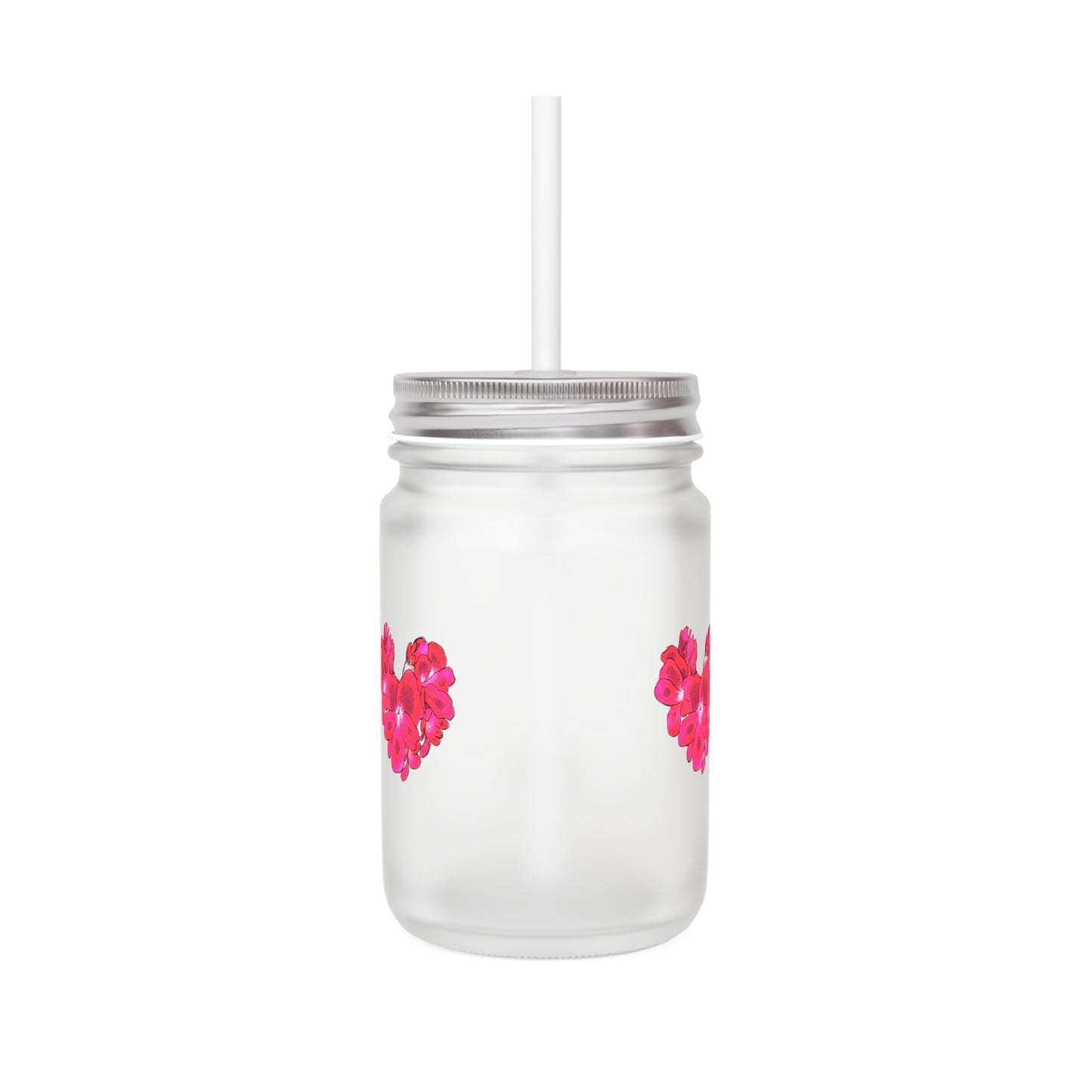Heart Shaped Tropical Flower Mason Jar