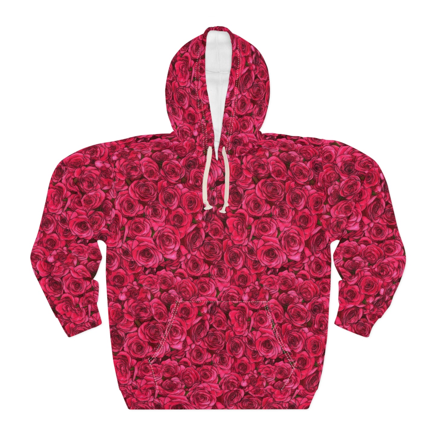 Rose Pattern Unisex Pullover Hoodie (AOP)