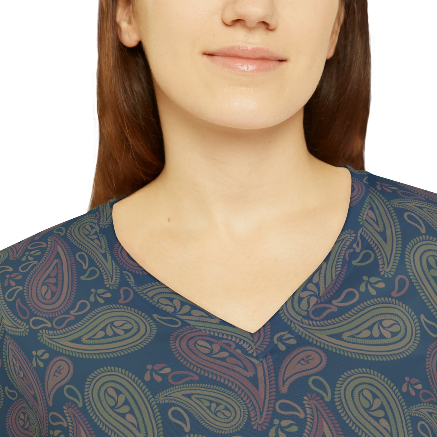 Paisley Women's Long Sleeve V-neck Shirt (AOP)
