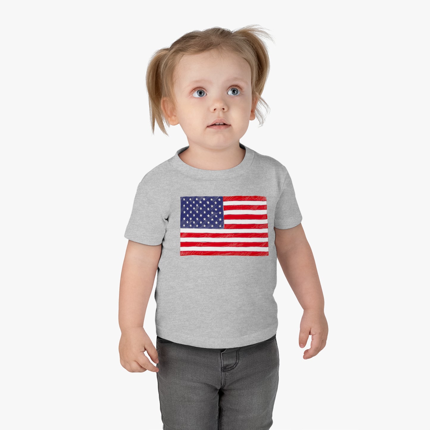 Hand Drawn American Flag Illustration Infant Cotton Jersey Tee