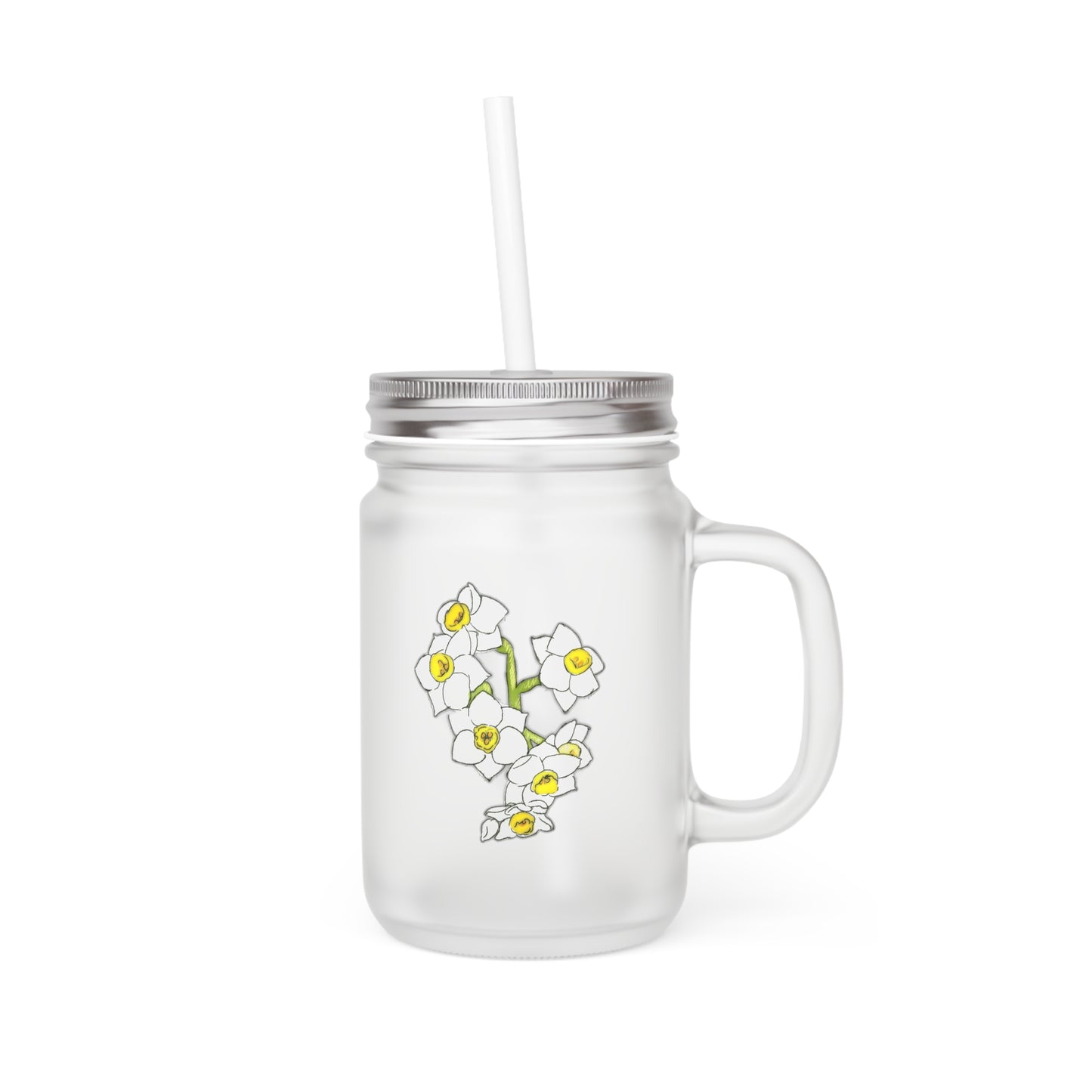 White Daffodil Mason Jar