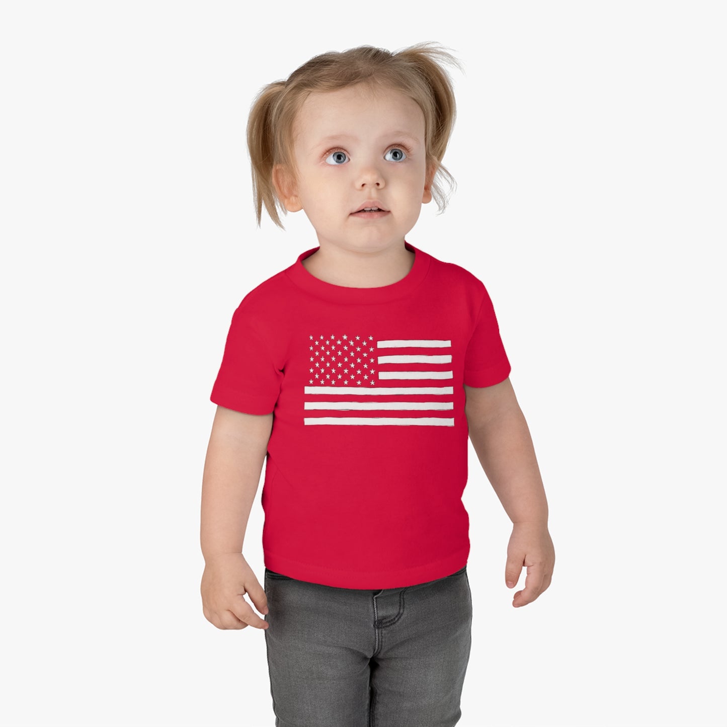Hand Drawn American Flag Illustration Infant Cotton Jersey Tee