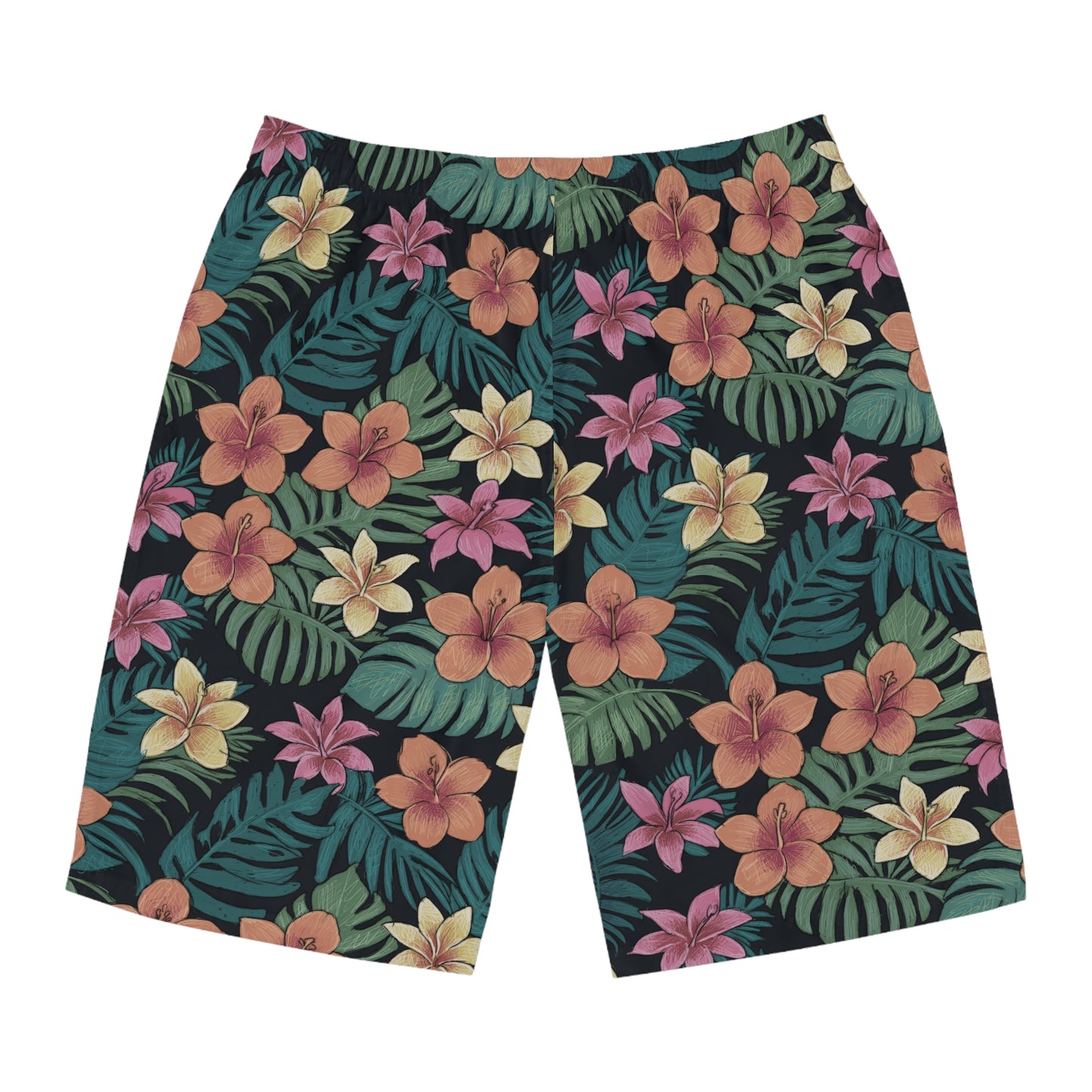 Tropical Hibiscus Plumeria Men's Board Shorts
